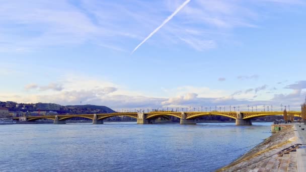 Paesaggio Urbano Con Margaret Bridge Danubio Budapest Ungheria — Video Stock
