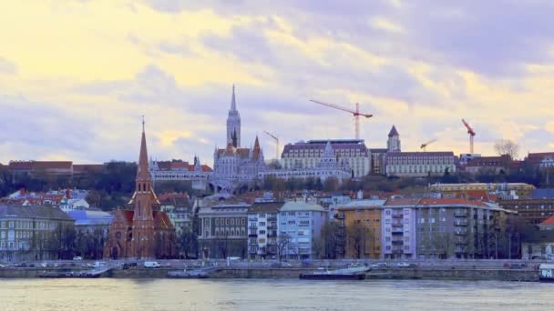 Der Bezirk Buda Hinter Der Donau Mit Blick Auf Den — Stockvideo