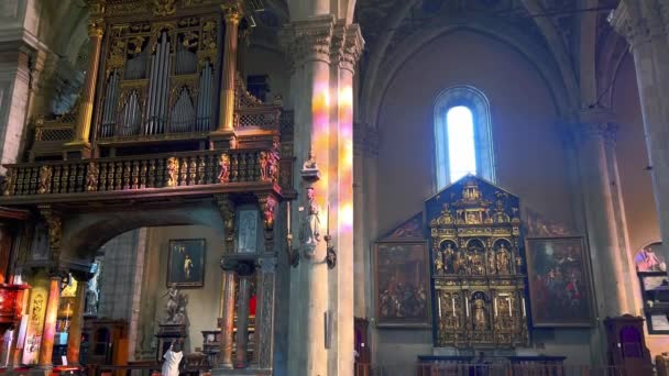 Como Itália Março 2022 Panorama Vertical Nave Central Catedral Santa — Vídeo de Stock