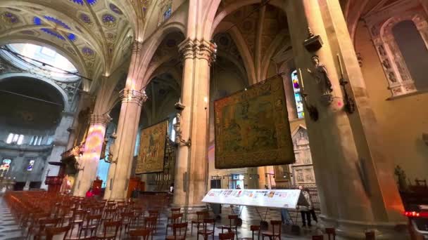 Como Italie Mars 2022 Panorama Nef Centrale Médiévale Cathédrale Santa — Video
