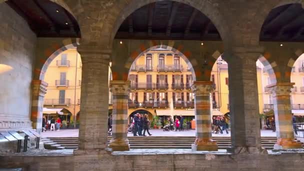 Como Italie Mars 2022 Les Arcades Semi Publiques Médiévales Pierre — Video