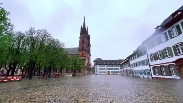 Descendez Place Munsterplatz Avec Vue Sur Cathédrale Médiévale Minster Par — Video
