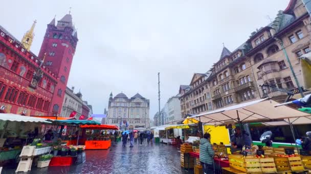 Πανόραμα Marktplatz Πλατεία Αγοράς Πάγκους City Market Ιστορικά Αρχοντικά Και — Αρχείο Βίντεο