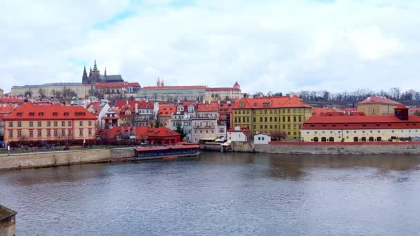 Mala Strana Nın Tarihi Bölgesi Vltava Nehri Çek Cumhuriyeti Nin — Stok video