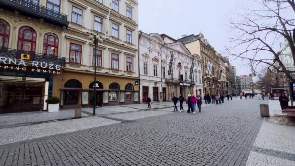 Prague Τσεχικη Δημοκρατια Μαρτιου 2022 Prikope Moat Street Γραμμή Από — Αρχείο Βίντεο