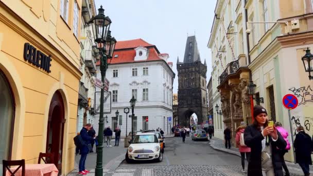Praga Repubblica Ceca Marzo 2022 Vista Sulla Torre Delle Polveri — Video Stock