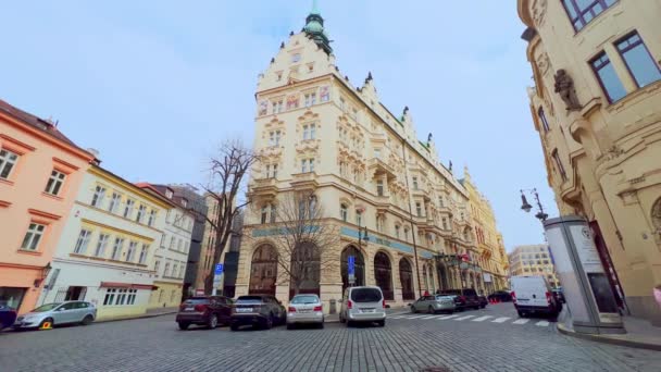 Prague Czech Republic March 2022 Panorama Bangunan Indah Dari Hotel — Stok Video