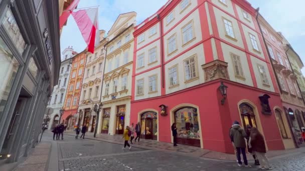 Praga Czeska Republika Marca 2022 Panorama Rogu Ulic Husowej Karlowej — Wideo stockowe