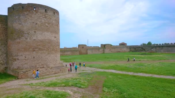 Vista Panorámica Fortaleza Akkerman Con Ciudadela Medieval Muros Piedra Torres — Vídeos de Stock