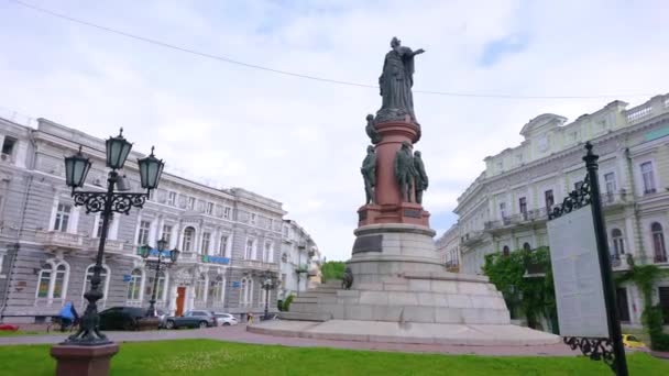 Odesa Ukraine Czerwca 2021 Poznaj Plac Katarzyny Plac Katarzyny Pomnikiem — Wideo stockowe