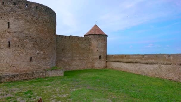 Panorama Ciudadela Medieval Preservada Situado Patio Fortaleza Akkerman Bilhorod Dnistrovskyi — Vídeos de Stock