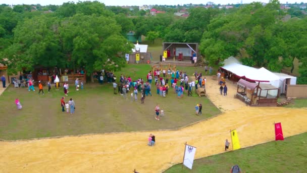 Festival Medieval Con Espectáculo Danza Fortaleza Akkerman Bilhorod Ucrania — Vídeos de Stock