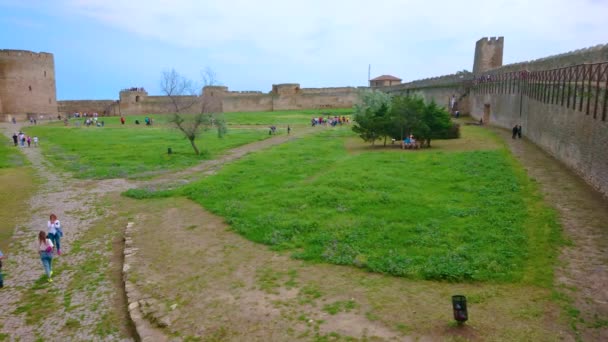 Las Murallas Preservadas Ciudadela Corte Piedra Medieval Fortaleza Akkerman Bilhorod — Vídeos de Stock