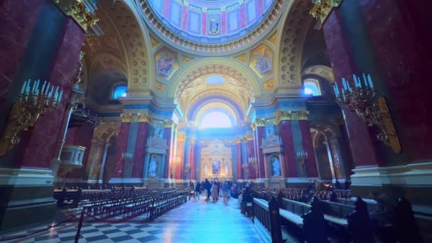 Aziz Stephen Katedrali Macaristan Başkenti Pest Bulunan Şehrin Güzel Mimari — Stok video