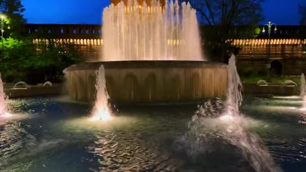 Élégante Fontaine Château Est Des Monuments Piazza Castello Situé Face — Video