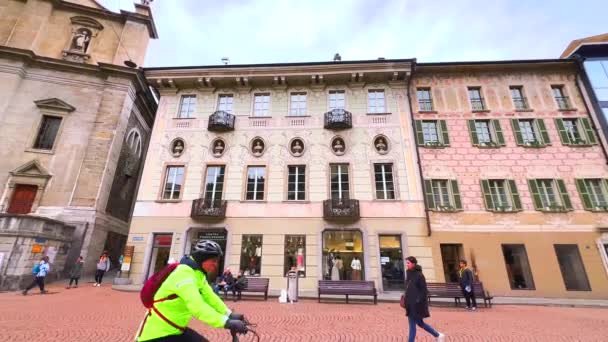 Panorama Piazza Collegiata Square Church Peter Stephen Historic Townhouses Decorated — Stock Video
