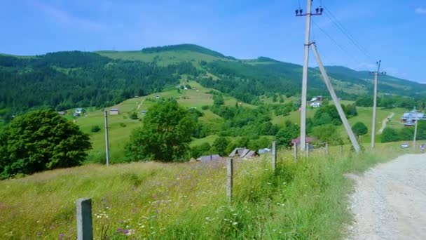 Panorama Mírných Horských Svahů Pokryté Bujnou Zelenou Loukou Lesy Pokuttya — Stock video