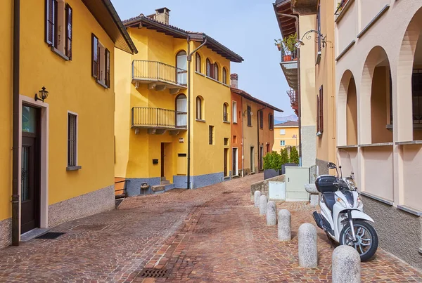 The narrow curved street of mountain Ruvigliana village, Lugano, Switzerland