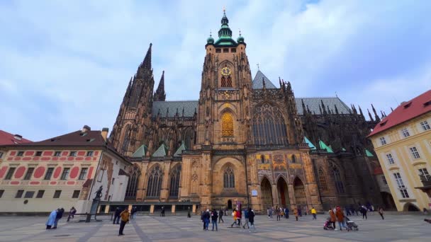 Terzo Cortile Del Castello Praga Con Cattedrale Gotica Ornata San — Video Stock