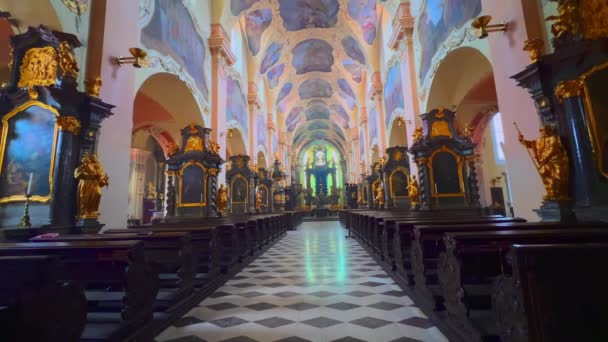 Leydi Kilisemiz Strahov Manastırı Prag Çek Cumhuriyeti Nin Süslü Mimarisi — Stok video