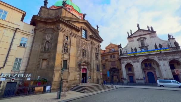 Panorama Praça Dos Cruzados Com Igrejas Medievais São Salvador São — Vídeo de Stock