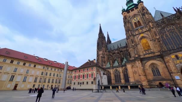 Panorama Third Courtyard Prague Castle Vitus Cathedral Prague Czech Republic — Stock Video
