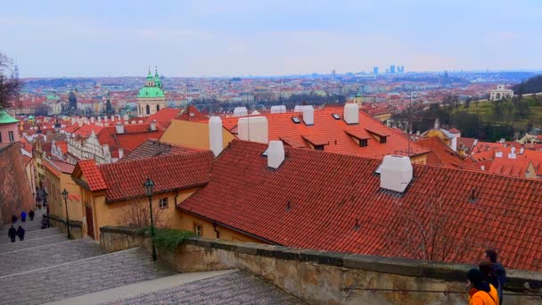 Şato Merdivenleri Mala Strana Nicholas Kilisesi Kubbesi Çek Cumhuriyeti Prag — Stok video
