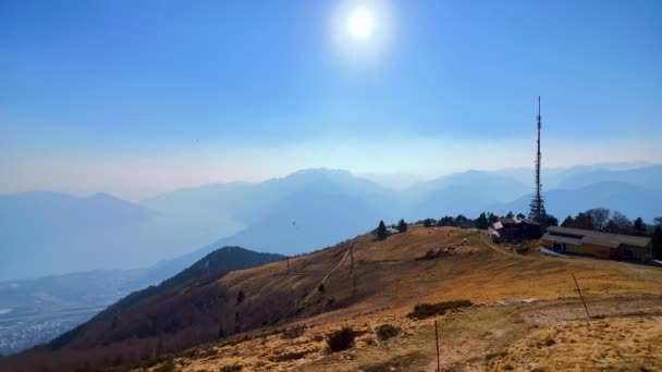 Cimetta Dağı Nın Panorama Lepontine Alps Maggiore Gölü Kıyısında Ticino — Stok video