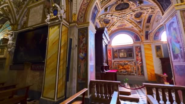 Interior Panorâmico Elegante Igreja Barroca Santa Maria Assunta Santuário Madonna — Vídeo de Stock