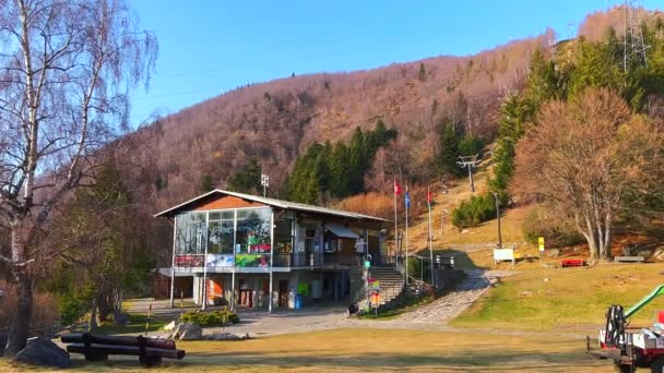 Panorama Foot Cimetta Mount Lush Forest Cableway Lower Station Ticino — Stock Video