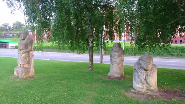 Las Antiguas Estatuas Antropomórficas Baba Escita Piedra También Conocidas Como — Vídeo de stock