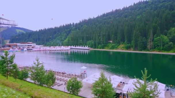 Panorama Pittoresque Surface Lac Molodiste Reflétant Les Forêts Conifères Des — Video