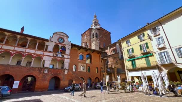 Pavia Italie Avril 2022 Vue Panoramique Piazza Della Vittoria Avec — Video