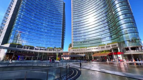 Milan Italien April 2022 Vertikalt Panorama Över Unicredit Tower Beläget — Stockvideo