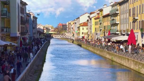 Milan Italy April 2022 Rippled Waters Naviglio Grande Canal Alda — 图库视频影像
