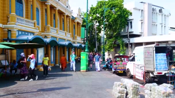 Bangkok Thailand 2019 Rušná Silnice Maha Rat Výhledem Turistické Obchody — Stock video
