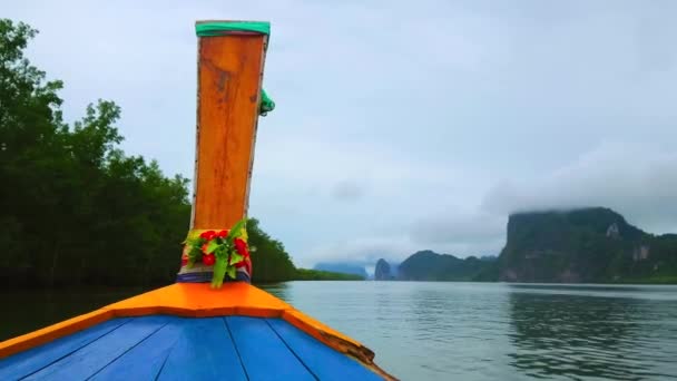 Passeio Barco Cauda Longa Para Parque Nacional Phang Nga Com — Vídeo de Stock