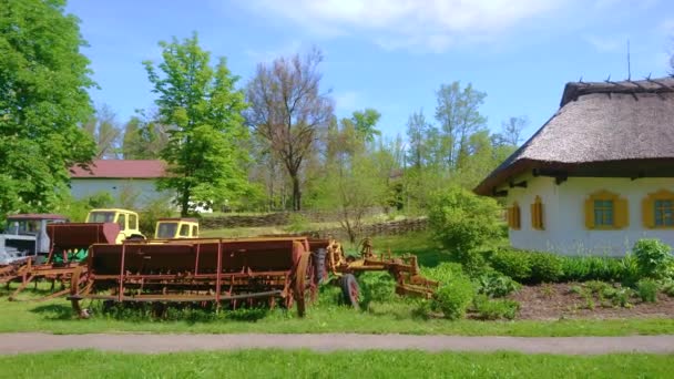 Panorama Pieței Din Fața Muzeului Pâinii Casa Mică Cultivatori Cereale — Videoclip de stoc