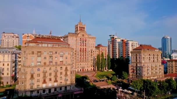 Panoramautsikt Över Den Gamla Kiev Med Stalinistisk Stil Hus Med — Stockvideo