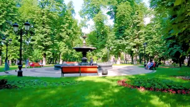Kyiv Ukraine June 2021 Panorama Lush Green Mariinskyi Park Tall — Stock Video
