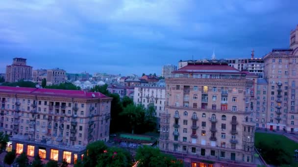 Panorama Der Chreschtschatyk Allee Alten Kiew Mit Stalinistischem Haus Mit — Stockvideo