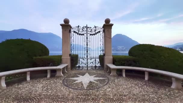 Portão Lago Lugano Cancello Sul Lago Lugano Floração Parco Ciani — Vídeo de Stock