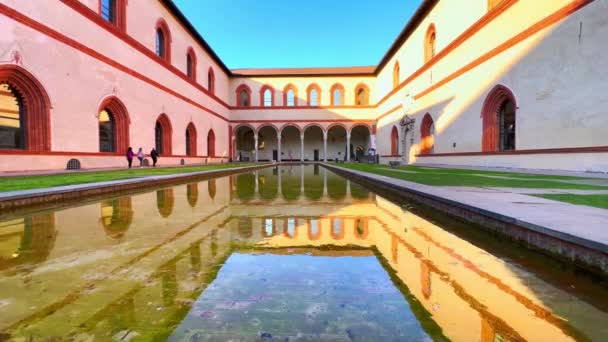 Panorama Corte Ducale Najpiękniejszej Części Zamku Sforza Mediolanie Włochy — Wideo stockowe