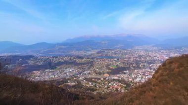 Lugano, Lugano Prealps, San Salvatore Zirvesi 'nden Lugano Gölü, Ticino, İsviçre