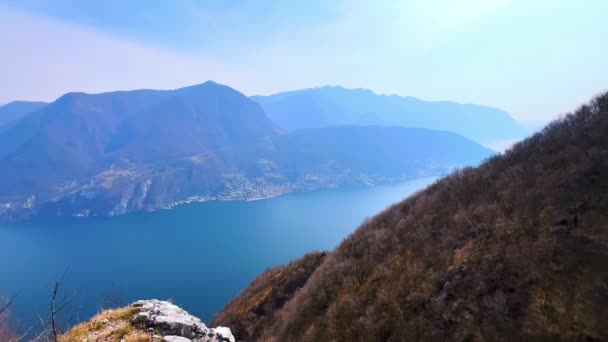 Panorama Lake Lugano Monte Sighignola Monte Bre Monte Boglia Monte — Stock video