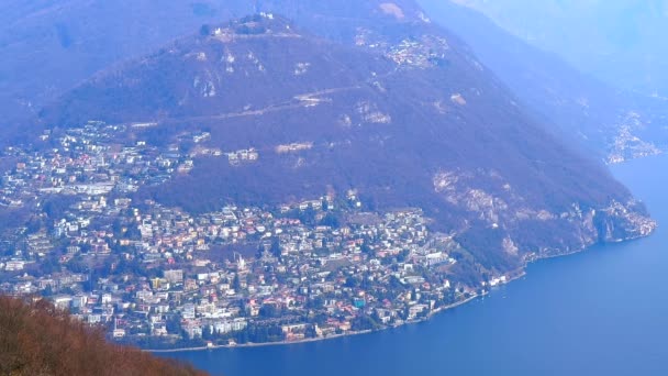 Monte San Salvatore Lugano Sviçre Den Puslu Monte Bre Gök — Stok video