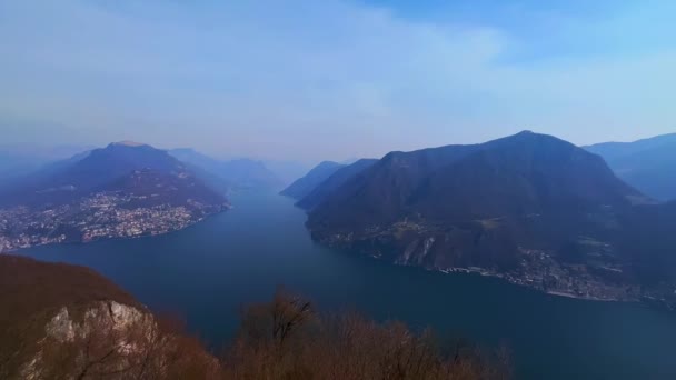 Lepontine Alpleri Lugano Gölü Monte San Salvatore Lugano Sviçre Zirvesinden — Stok video
