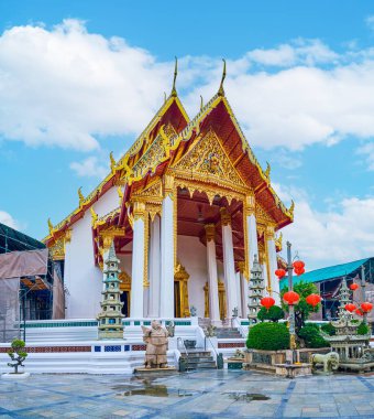 Wat Suthat Tapınağı, Bangkok, Tayland Düzenleme Salonu 'nun cephe manzarası