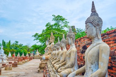 Wat Yai Chai Mongkhon Tapınağındaki Buda heykelleri dizisi, Ayutthaya, Tayland