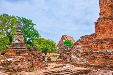 Wat Phra Si Sanarkeoloji kompleksi Ayutthaya, Tayland 'daki harabeler ve eski vakıf